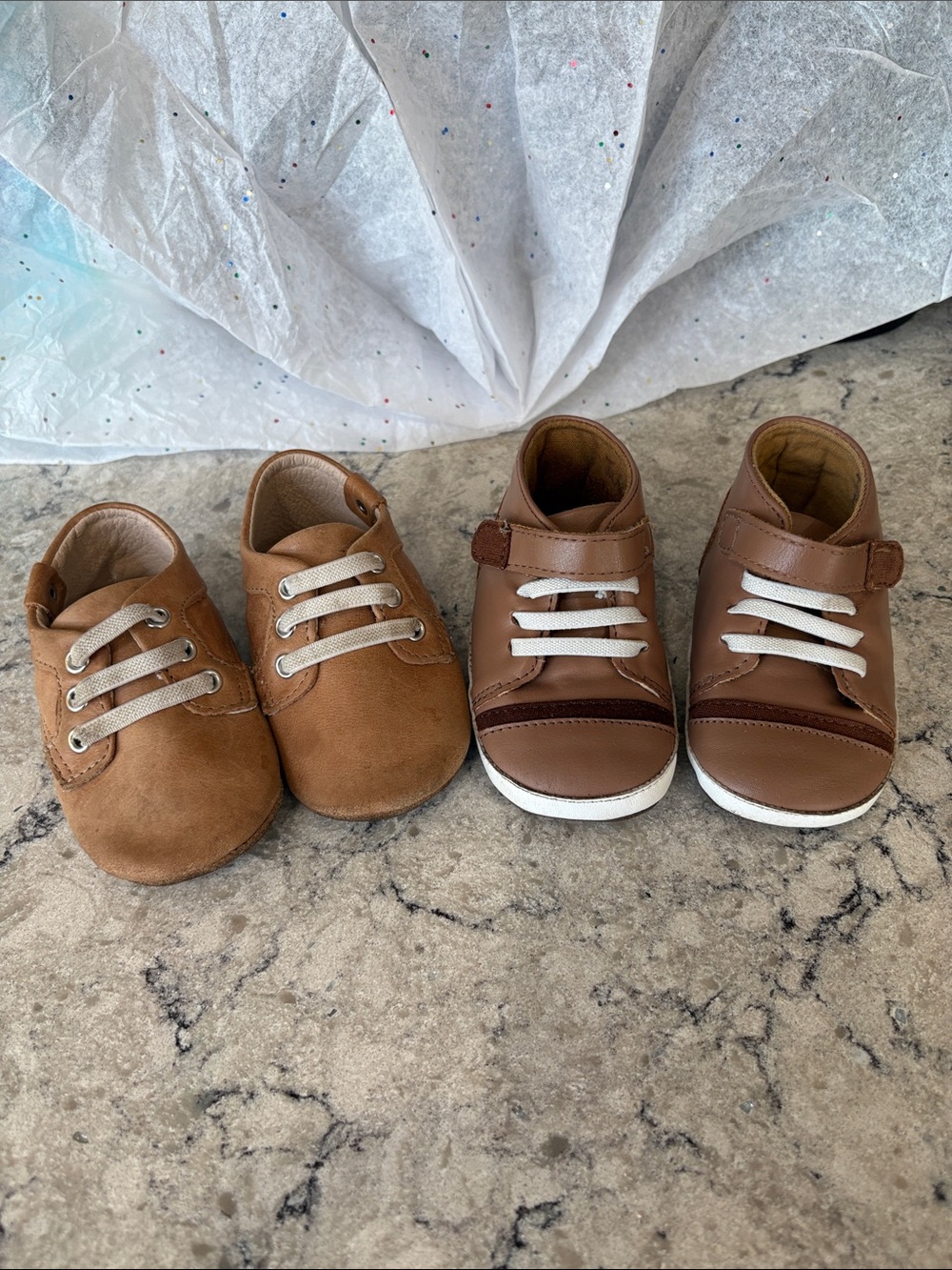 Toddler Early Walker Brown Leather Sneaker Shoes - Barefoot flexible soles